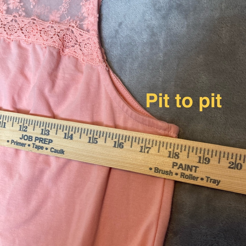 Women’s Coral/Pink Lace Trim Sleeveless Peplum Top - Picture 9 of 13